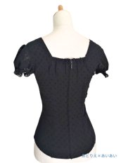 画像5: 在庫一掃SALE_ブラック、スクエア襟がかわいいBlouse (5)