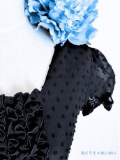 画像2: 在庫一掃SALE_ブラック、スクエア襟がかわいいBlouse (2)