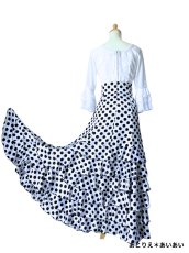 画像4: SALE‗ハイウエストファルダ、3段フリル、サテン水玉、W72cm 丈：98cm (4)