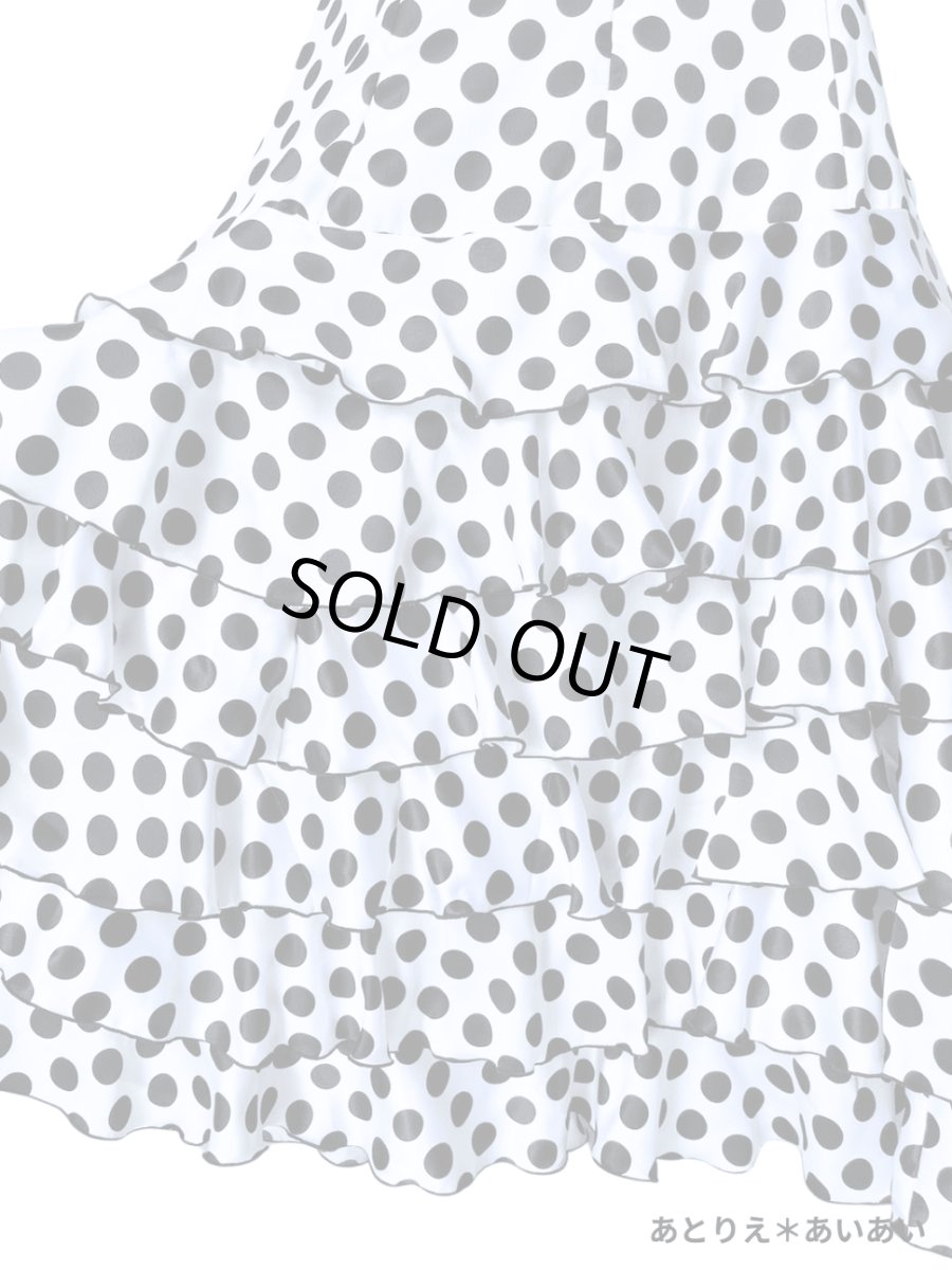 画像2: SALE‗ハイウエストファルダ、3段フリル、サテン水玉、W72cm 丈：98cm (2)