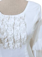 画像3: 在庫一掃SALE_フロントフリル、袖テープ飾り、オフホワイト、Sサイズ (3)