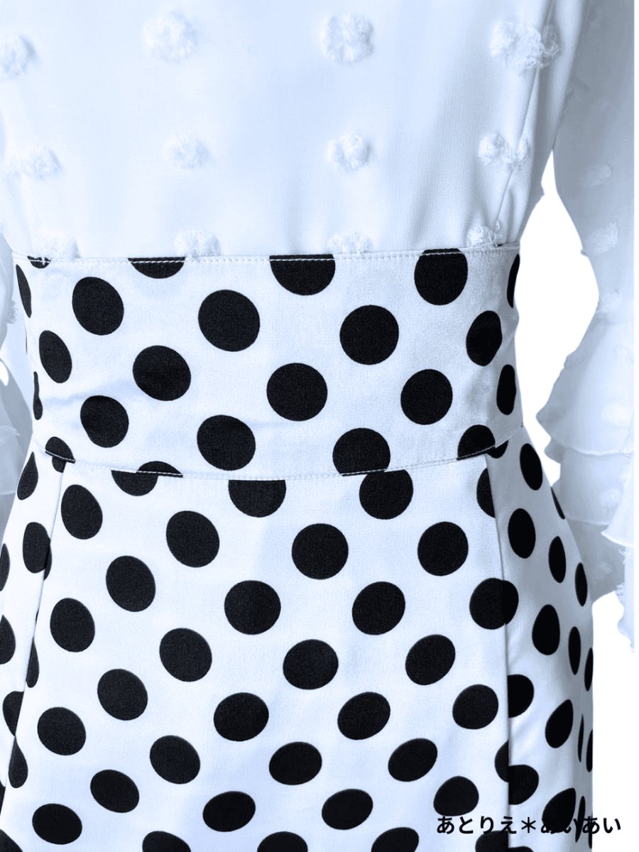 画像3: SALE‗ハイウエストファルダ、3段フリル、サテン水玉、W72cm 丈：98cm (3)