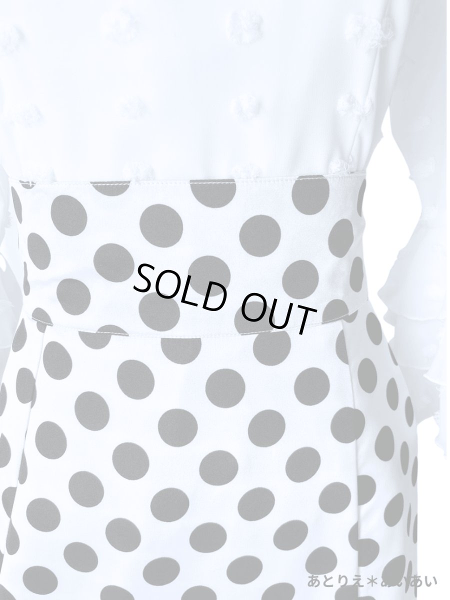 画像3: SALE‗ハイウエストファルダ、3段フリル、サテン水玉、W72cm 丈：98cm (3)