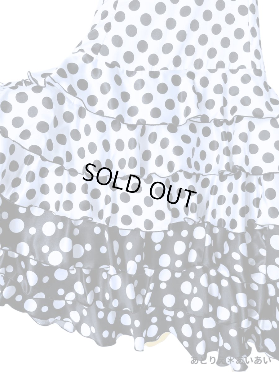 画像3: SALE‗ハイウエストファルダ、3段フリル、サテン水玉、W72cm 丈：98cm (3)