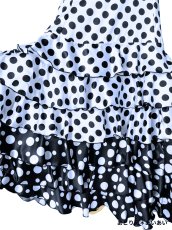 画像3: SALE‗ハイウエストファルダ、3段フリル、サテン水玉、W72cm 丈：98cm (3)