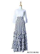 画像1: SALE‗ハイウエストファルダ、3段フリル、サテン水玉、W72cm 丈：98cm (1)