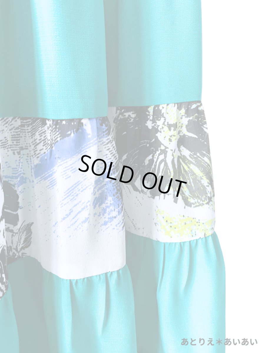 画像4: エメラルドグリーン・ティアードファルダ、1点物🎵　W66cm、丈94cm (4)