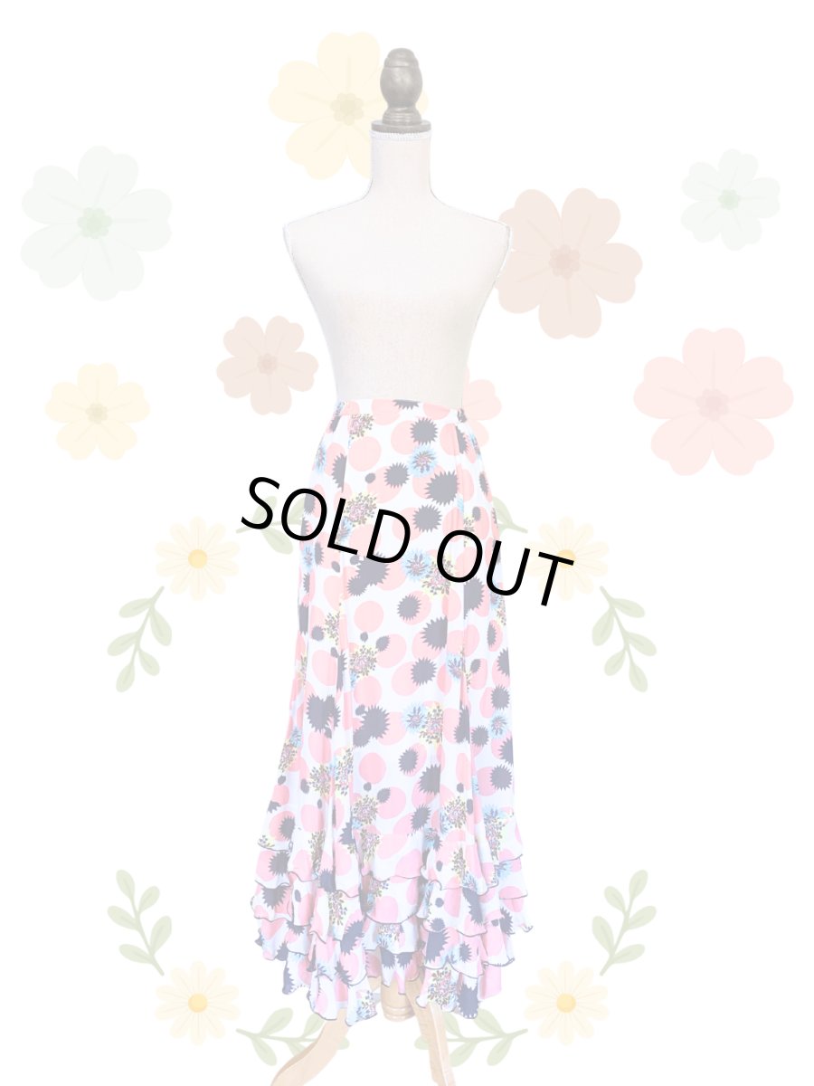 画像1: フリル4段、ジョーゼット生地、ピンクDOT🌸ホワイトベースカラー (1)