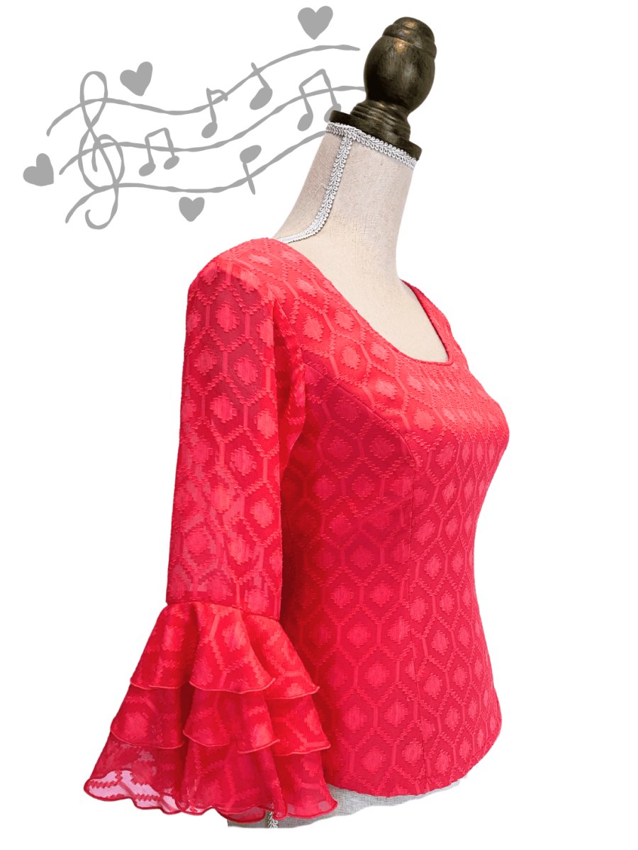 画像2: 定番ブラウス、織模様生地、ピンクがかったオレンジ (2)