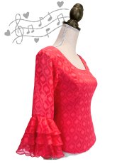 画像2: 定番ブラウス、織模様生地、ピンクがかったオレンジ (2)