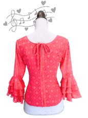 画像5: 定番ブラウス、織模様生地、ピンクがかったオレンジ (5)