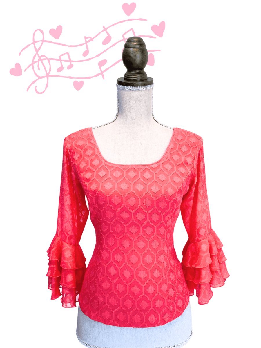 画像1: 定番ブラウス、織模様生地、ピンクがかったオレンジ (1)