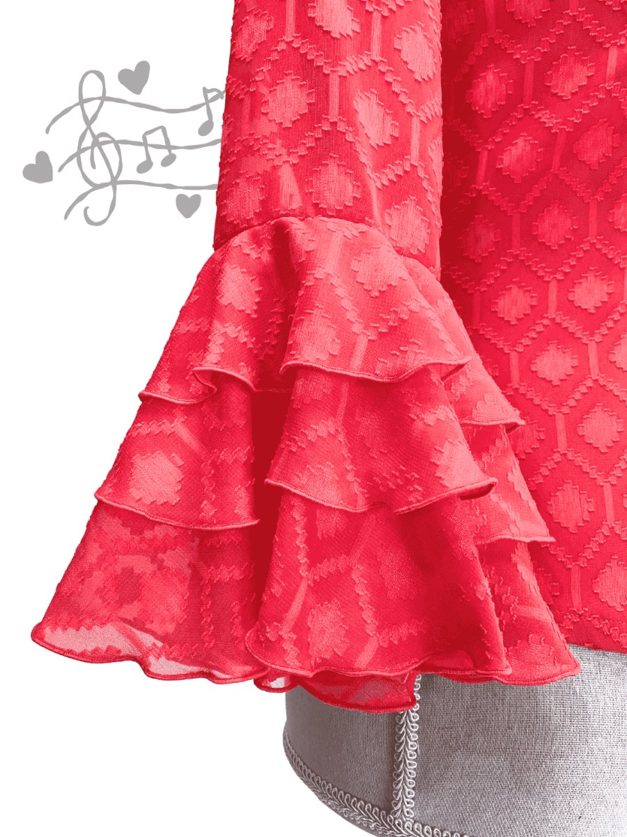 画像4: 定番ブラウス、織模様生地、ピンクがかったオレンジ (4)