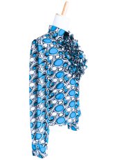 画像2: 在庫SALE《即納品》マニッシュブラウス、ターコイズブルー (2)