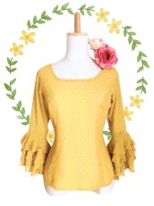 画像1: 人気カラー🌸ブラウス、立体水玉、マスタード (1)