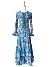 画像2: 《即納品》ツーピースドレス、オレンジフラワー、Lサイズ (2)
