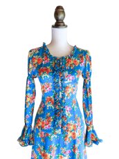 画像3: 《即納品》ツーピースドレス、オレンジフラワー、Sサイズ、丈92cm (3)