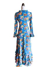 画像2: 《即納品》ツーピースドレス、オレンジフラワー、Mサイズ、丈96cm (2)
