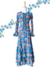 画像1: 《即納品》ツーピースドレス、オレンジフラワー、Lサイズ (1)