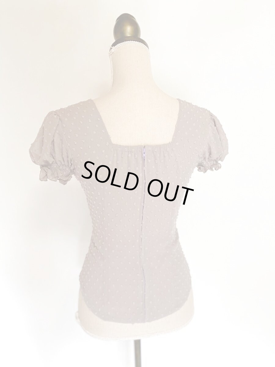 画像5: パフスリーブ、立体水玉、グレー (5)