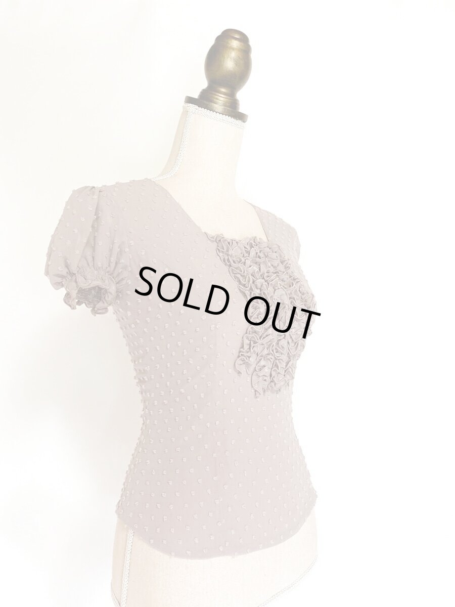 画像2: パフスリーブ、立体水玉、グレー (2)