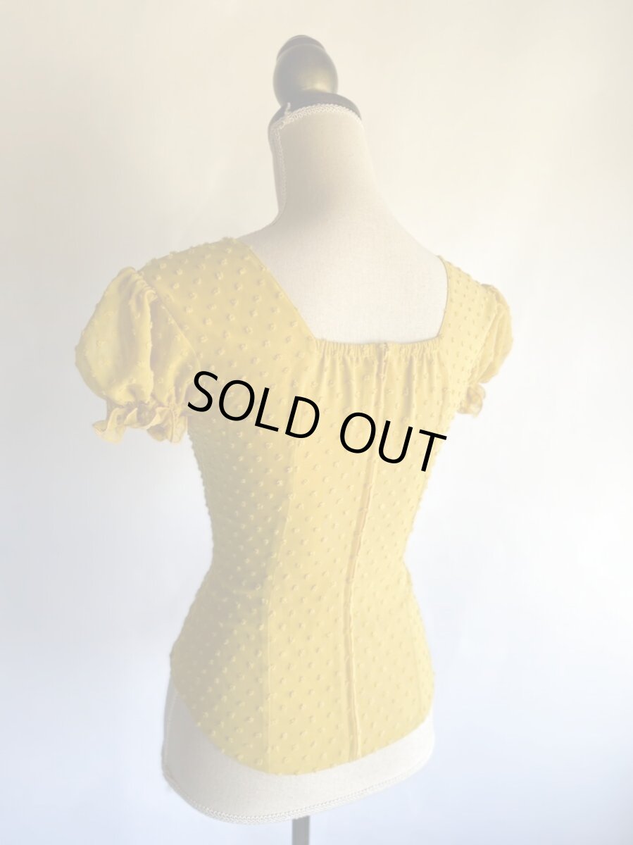 画像7: パフスリーブ、立体水玉、マスタード (7)