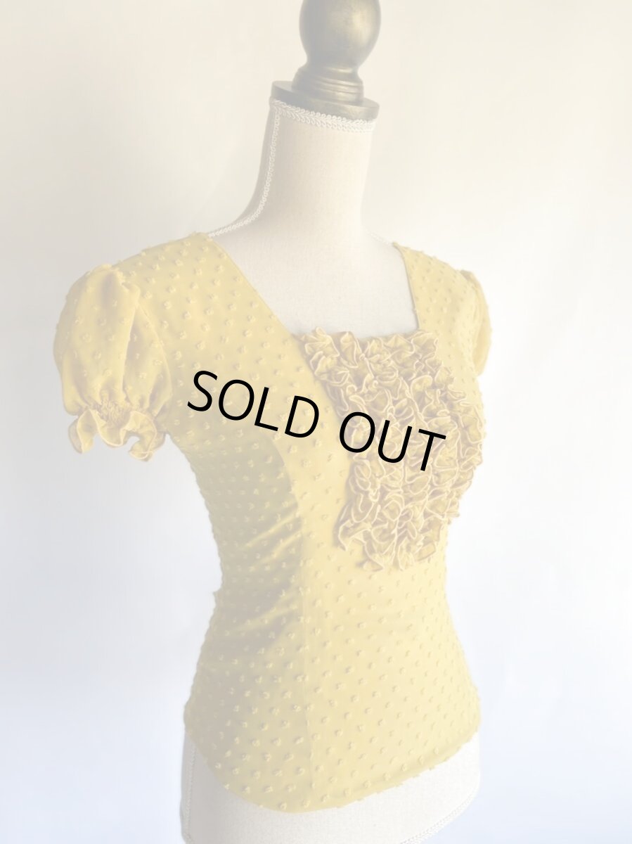 画像4: パフスリーブ、立体水玉、マスタード (4)