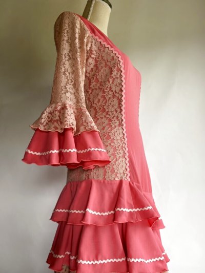 画像1: 《即納品》コーラルピンクのワンピースドレス