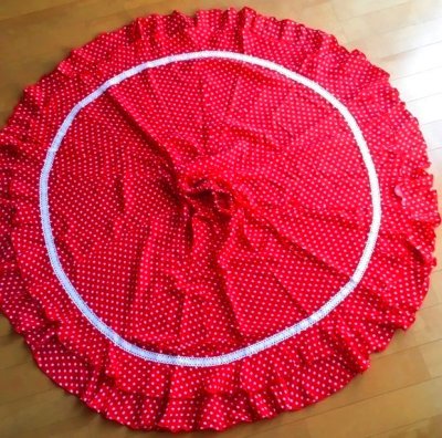 画像1: SALE《即納品》女児用ファルダ、フリル2段、レッド丈70cm