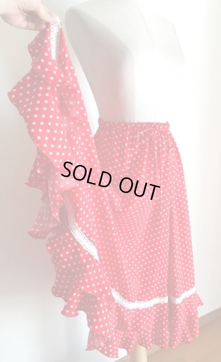 画像3: 《即納品》女児用ファルダ、フリル2段、レッド丈70cm (3)