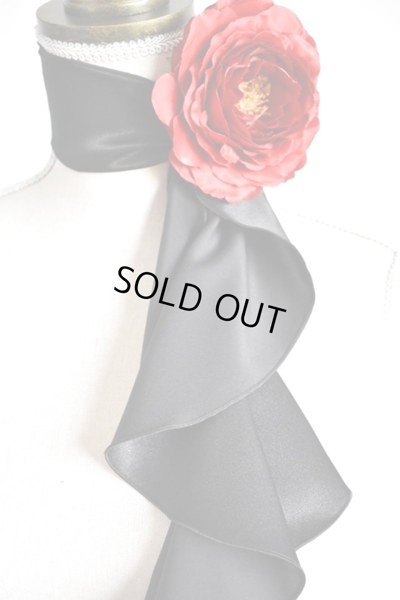 画像2: スカーフ、スパイラル、サテン生地、ブラック (2)