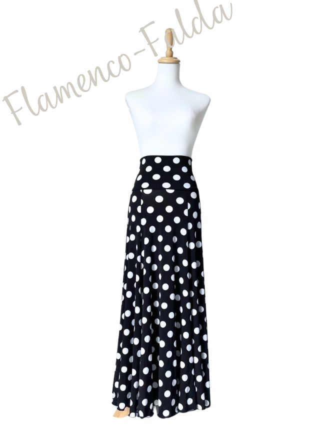 《即納品》美☆ストレッチ・ファルダ、M-Lサイズ、黒にホワイトDOT